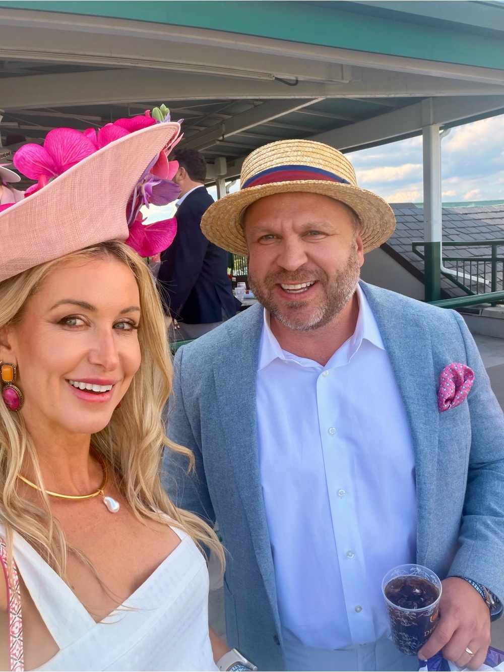 Boutique 9 Pink Floral Wide-Brim Fascinator Hat